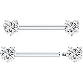 ChiMunllin Titanium Nipple Rings 14G Nipple Piercing Jewelry with Heart CZ 14mm