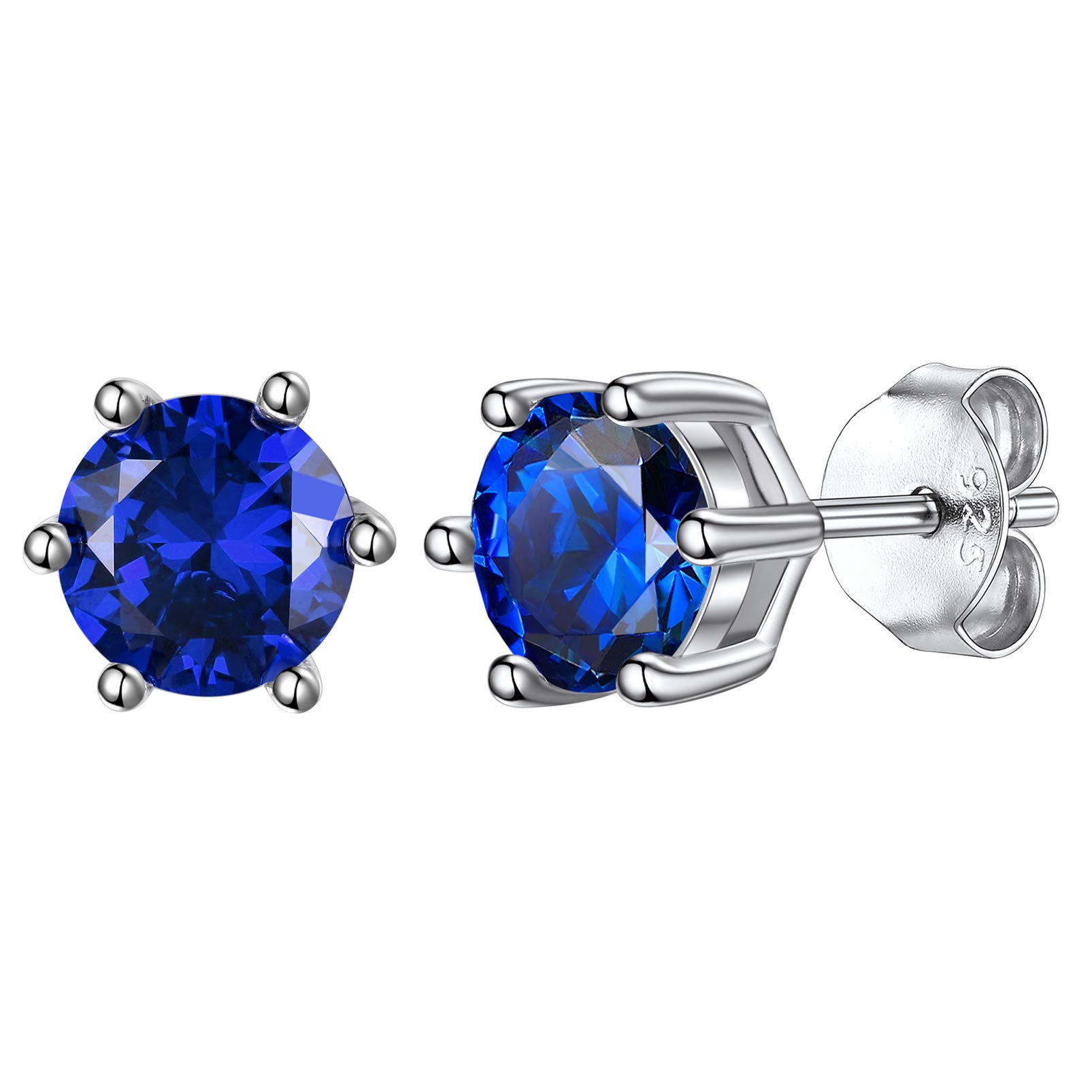 Silvora Sterling Silver Stud Earrings for Women with Cubic Zirconia Birthstone Hypoallergenic Jewellery Gifts for Ladies Mum Girls — image 1