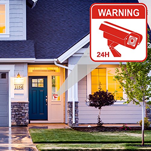Video Surveillance Warning Stickers – [PACK OF 10] Security Camera Decals – CCTV Vinyl & Weatherproof Signs for Burglary & Theft Prevention – No Trespassing, 24 Hour Alarm, 4 x 4 Inches - Thumbnail 2