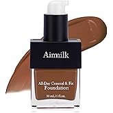 Airmilk Full Coverage foundation makeup, Skincare Makeup with Salicylic Acid, for black women, Sensitive Skin 30ml (DEEP COOL)