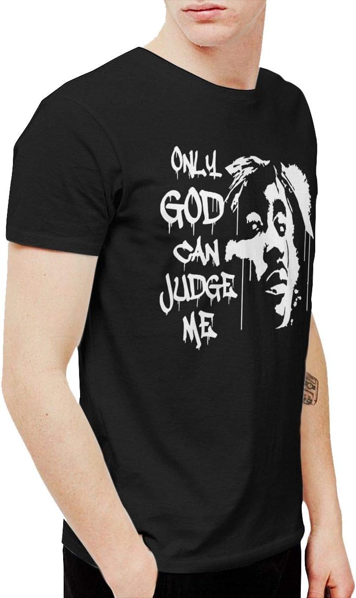 SIPDGXKKZA Men's Only God Can Judge Me 2PAC All Eyez ON ME Classic Walk Black T-Shirts Short Sleeve