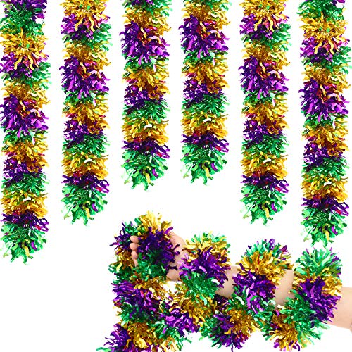 Boao 4 Pieces Mardi Gras Tinsel Garland Metallic Festooning Garland