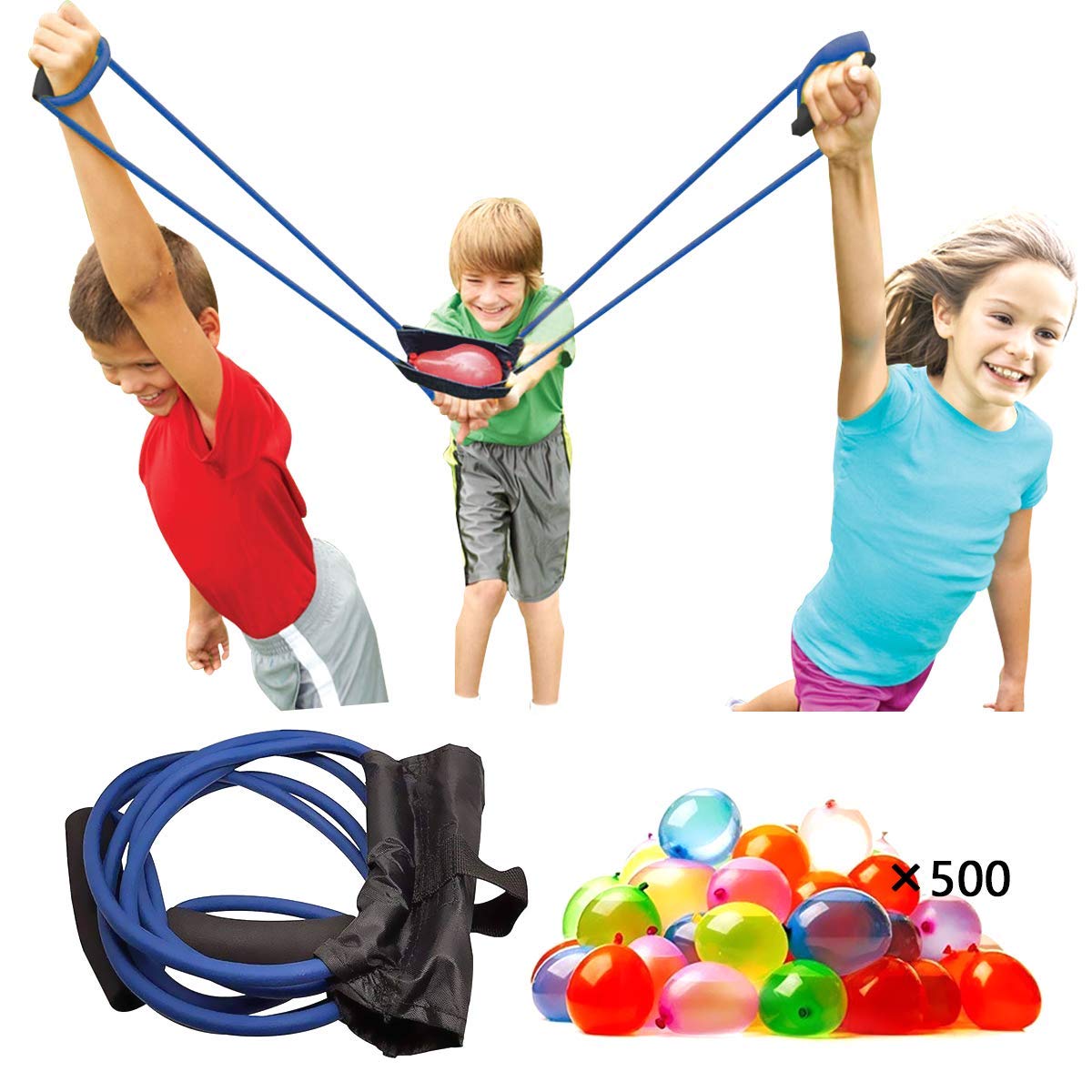 Buy Upgraded Water Balloon Launcher 500 Yards, 3 Person Balloon Large Sling Trebuchet, Tshirt