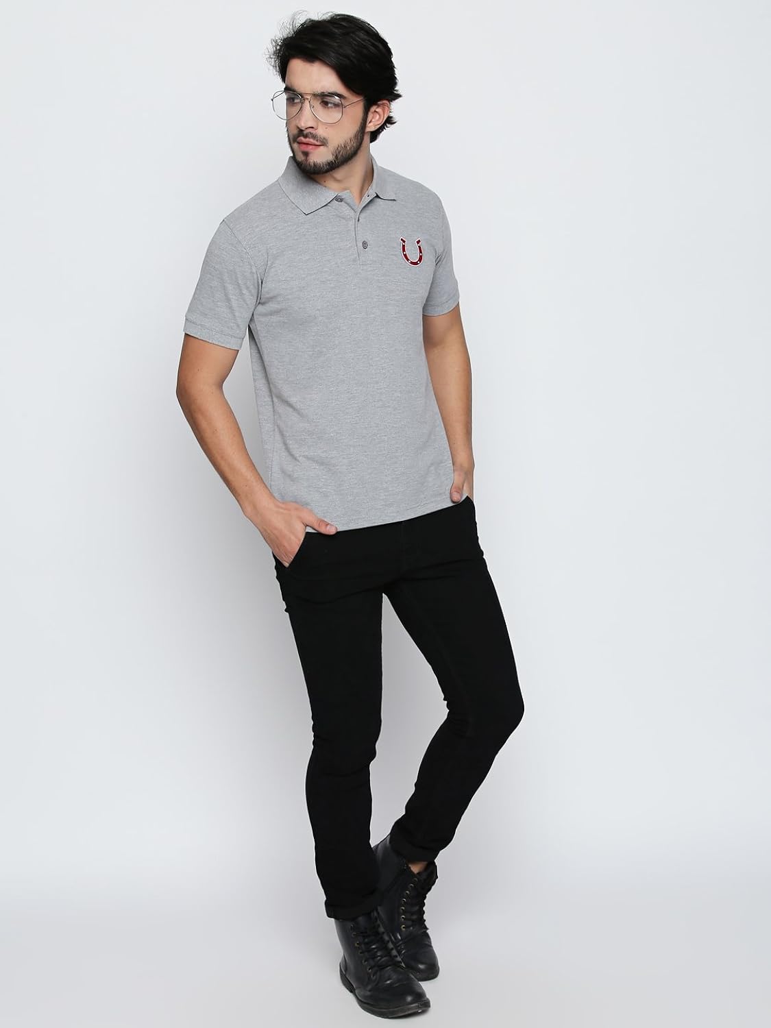 blacksmith black polo cotton tshirt for men