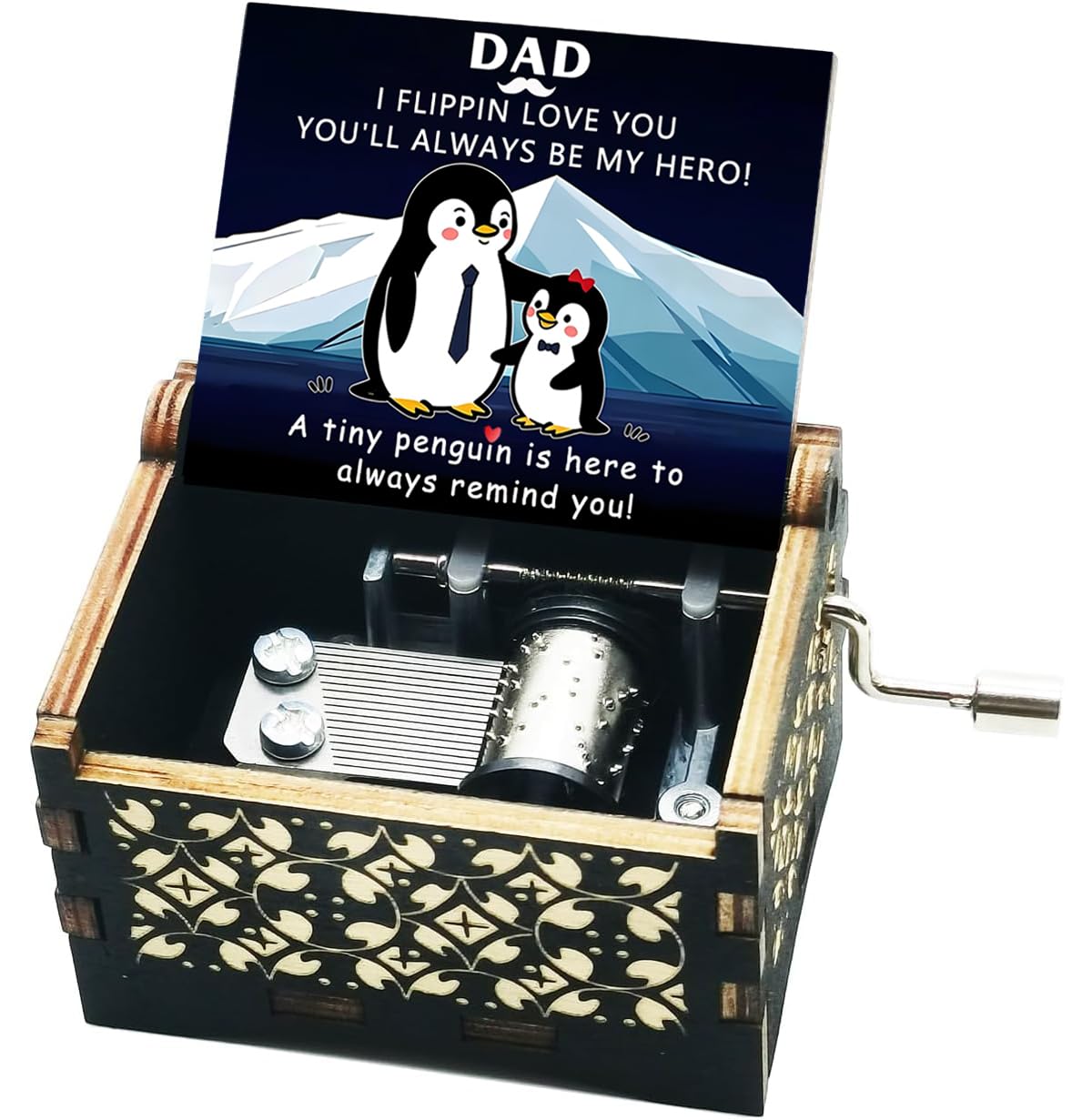 Micteney Dad Music Box Birthday Gifts from Daughter,Music Box for Father Day,Wooden Hand Crank
