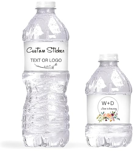 100 Personalized Purple Monogram Wedding Water Bottle Labels – Waterproof Ink