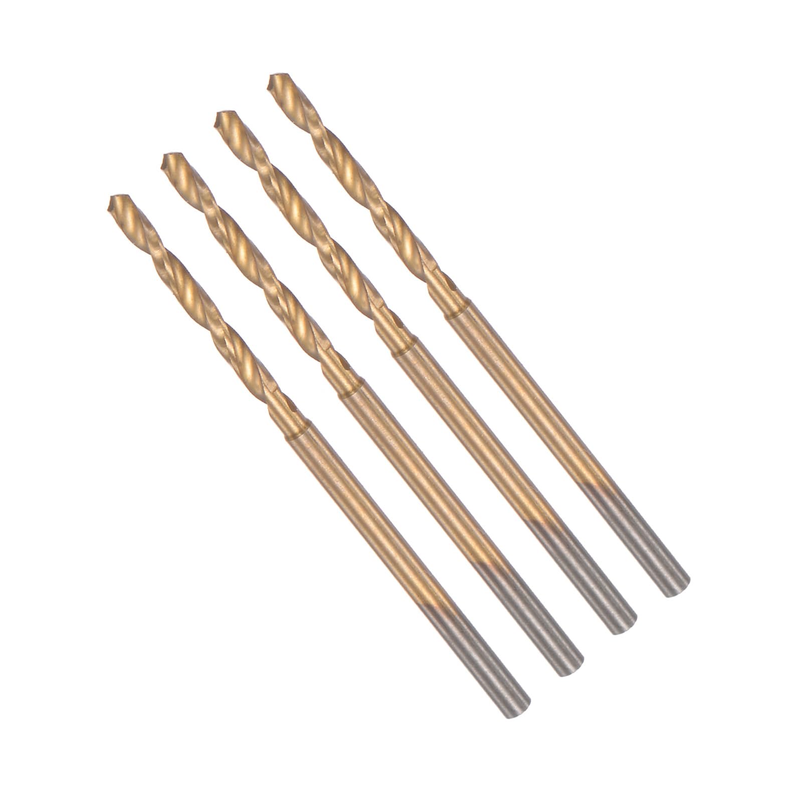 CoCud Twist Drill Bits, 2mm Cutting Diameter 0.09" Shank 49.5mm Length, High-Speed Steel Titanium Plated Jobber Bit Set (Applications: for Metal Wood Plastic), 4-Pieces