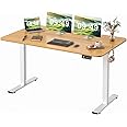 Furmax Electric Height Adjustable Standing Desk Large 55 x 24 Inches Sit Stand up Desk Home Office Computer Desk Memory Preset with T-Shaped Metal Bracket, Wood