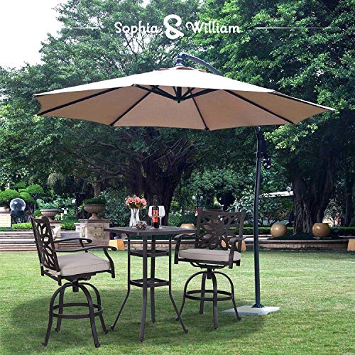 Sophia & William Outdoor 3 Pieces Cast Aluminum Bar Set with 2 Swivel