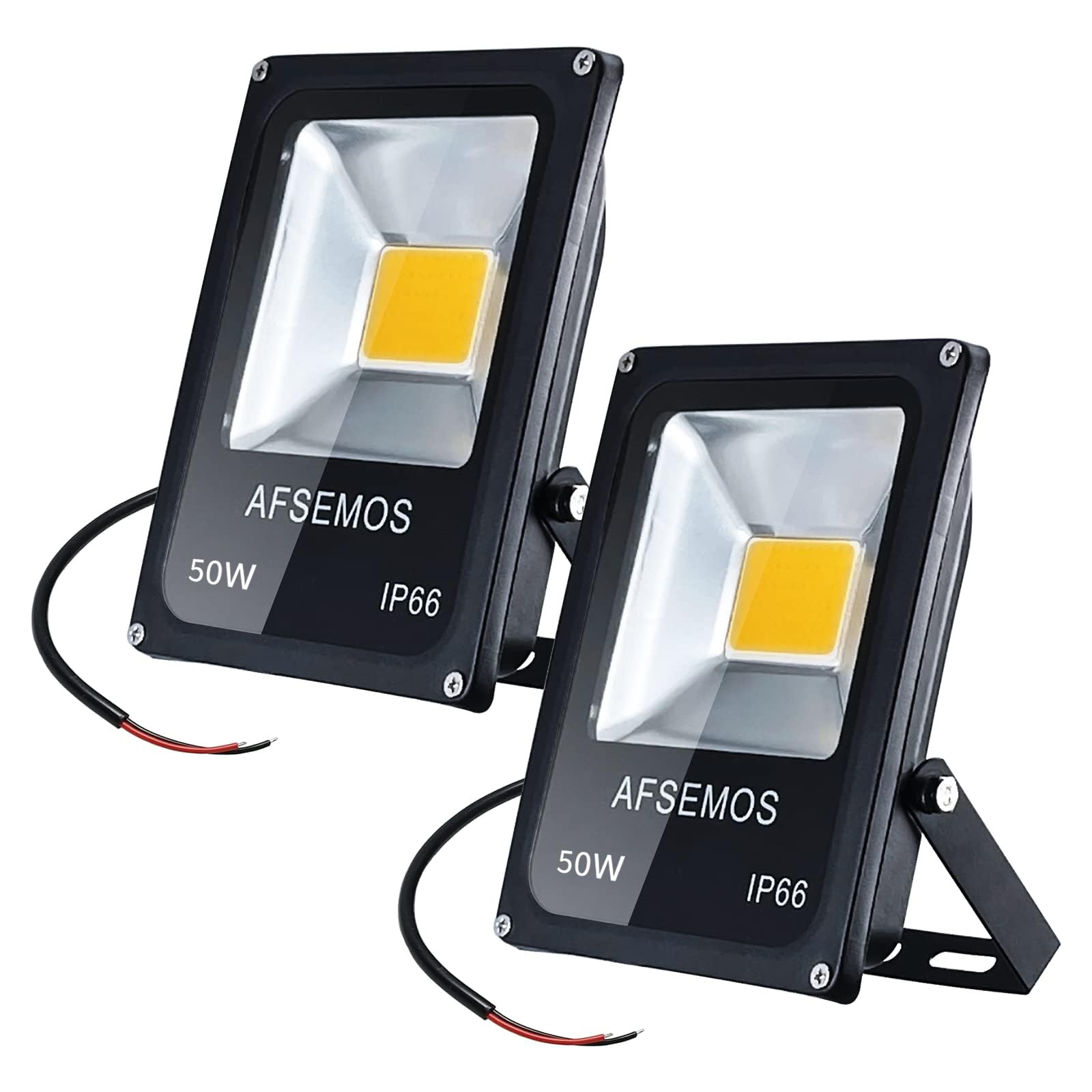 AFSEMOS 12V-24V LED Low Voltage Flood Lights 50W Flood Light IP65 Waterproof Outside Lights, 3000K Warm Light Security Lights for Garage/Workshop(2 Pack)