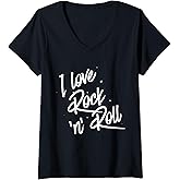 Women's I Love Rock and roll V-Neck T-Shirt