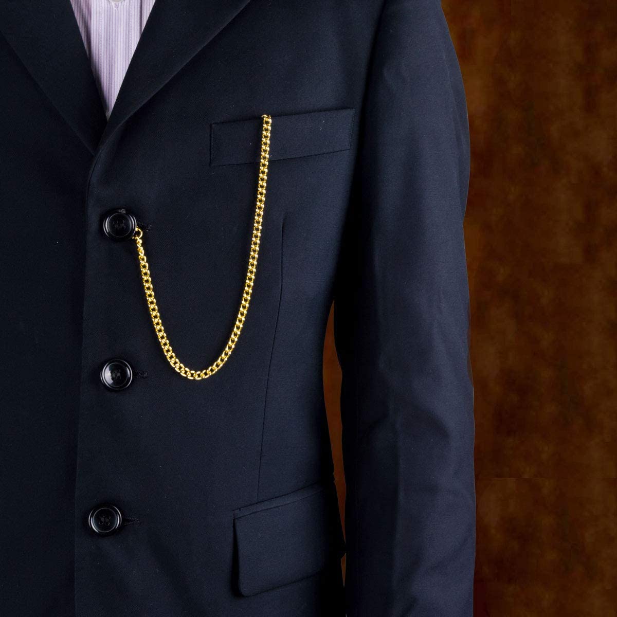 BOSHIYA Pocket Watch Chain T Bar Albert Vest Chain 23 Inch Lobster Buckle Vintage Plated Watch Chains for Men