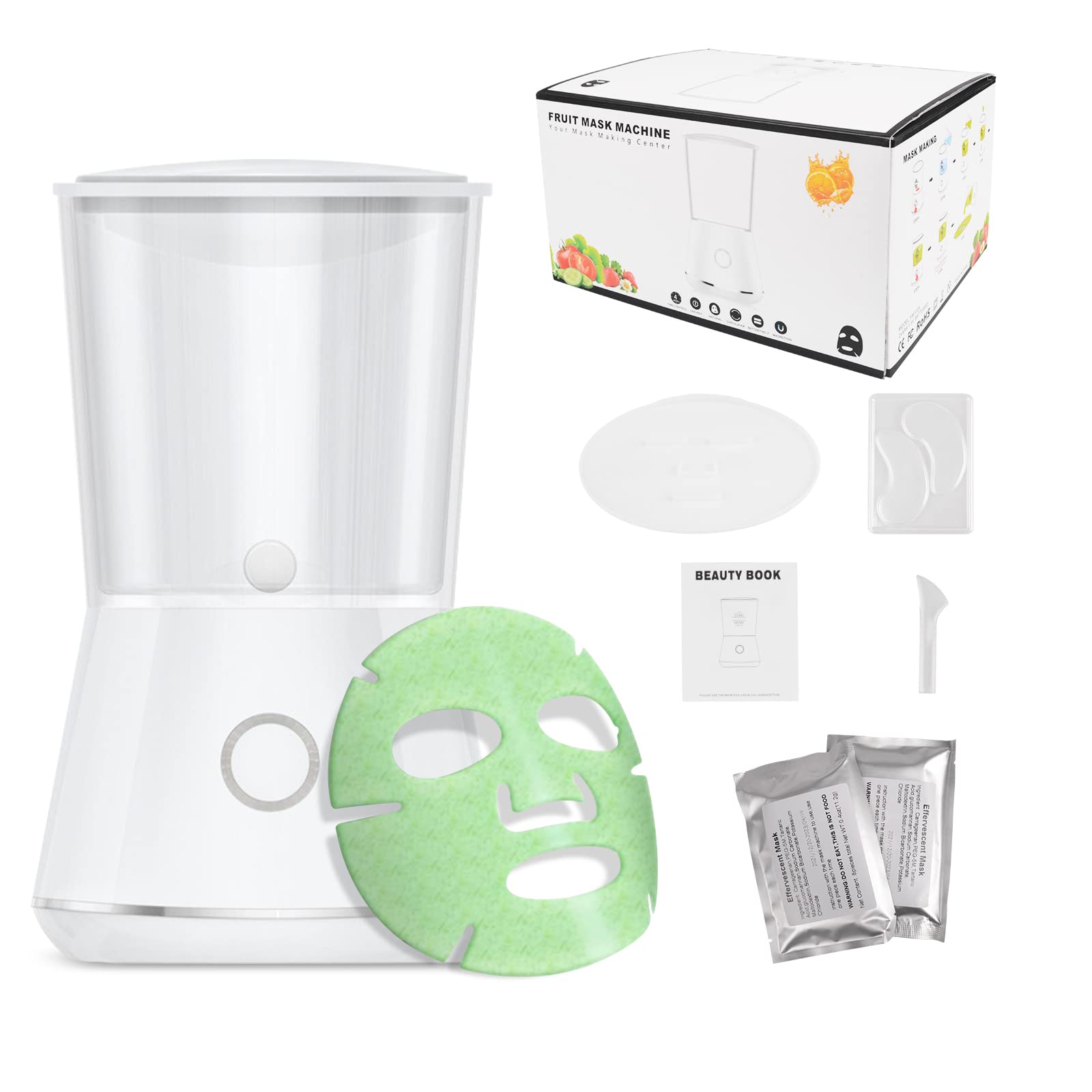 Face Mask Maker with 16Pcs Collagen, DIY Natural Fruit Vegetable Mask, Automatic Face Mask Machine for Eye Chest Hand Neck Skin Care, SPA Facial Skin Care (Battery)