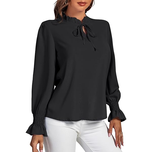 Vrtige Women's V Neck Twist Front Long Sleeve Tunic Top - Casual Blouse With Irregular Hem