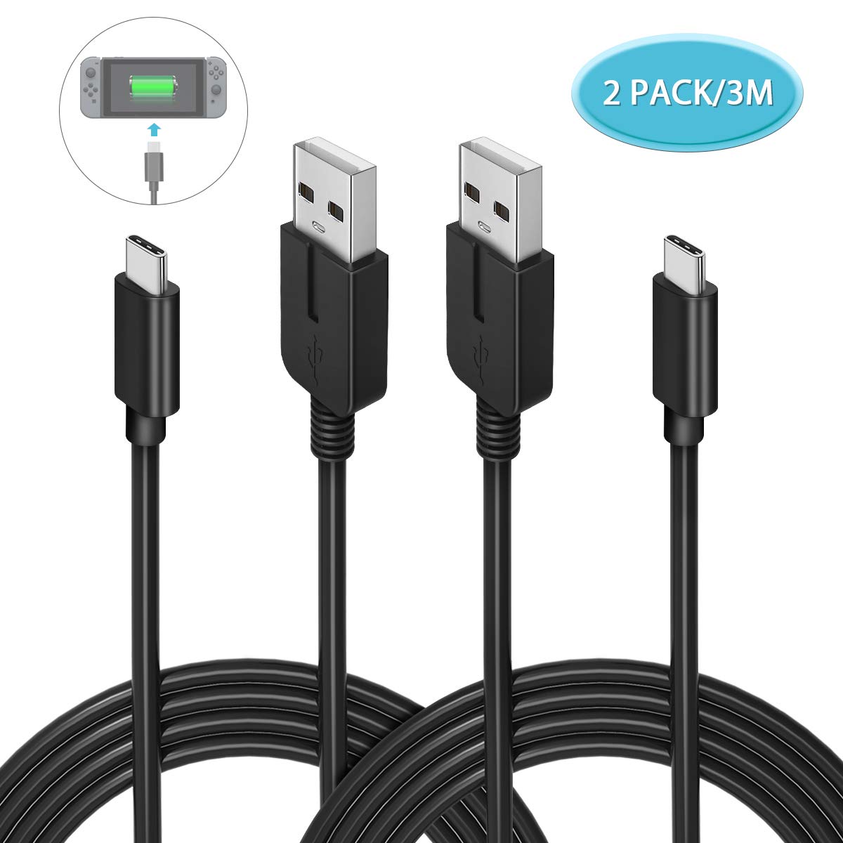 Charger Charging Cable For Nintendo Switch And Nintendo Switch Lite 6amlifestyle Usb Type C Cable 2 Pack 10ft Usb C To Usb A Type C Fast Charging Cord For Switch Lite Pro Controller