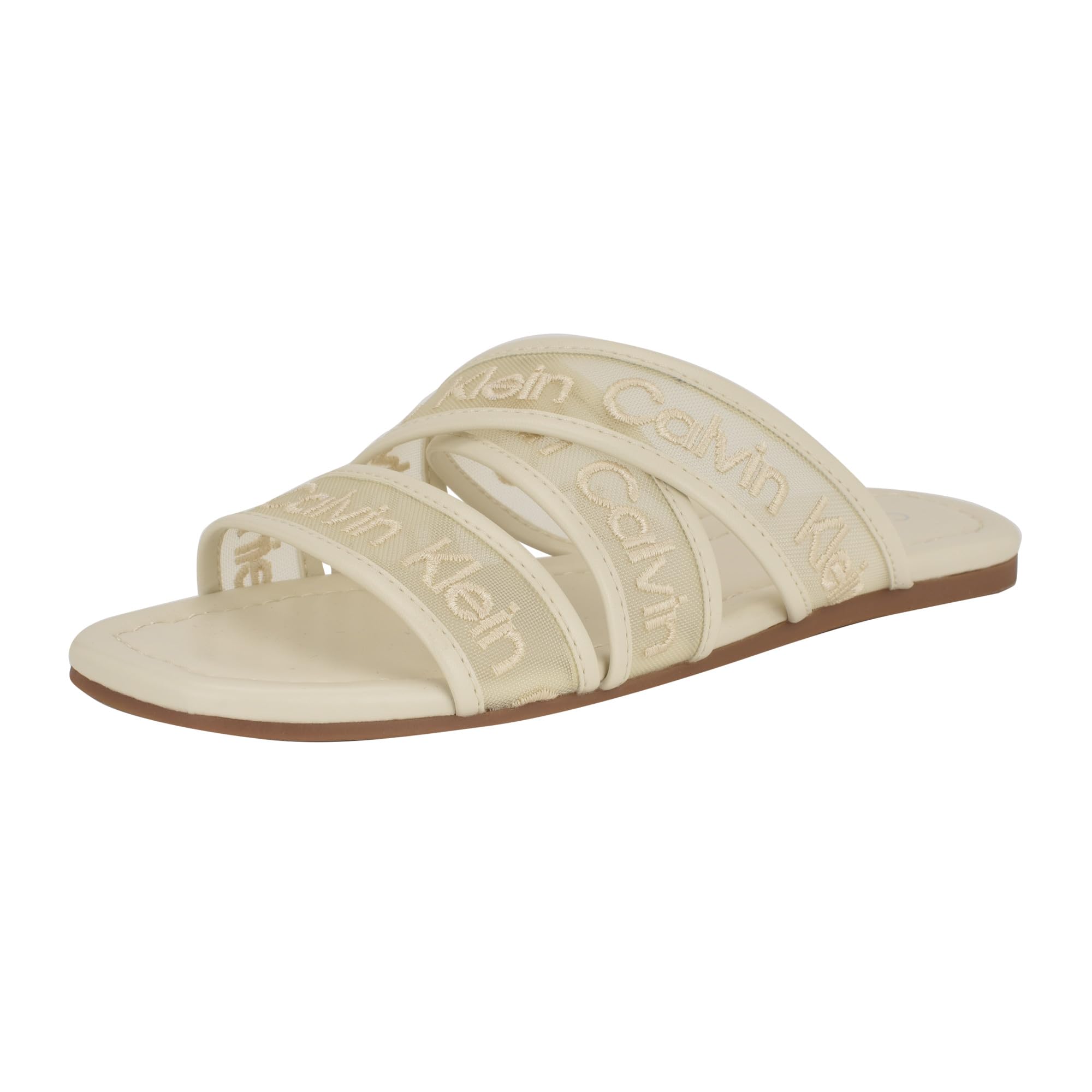 Calvin Klein Women’s Bestina Sandal, Ivory Logo 150, 6.5