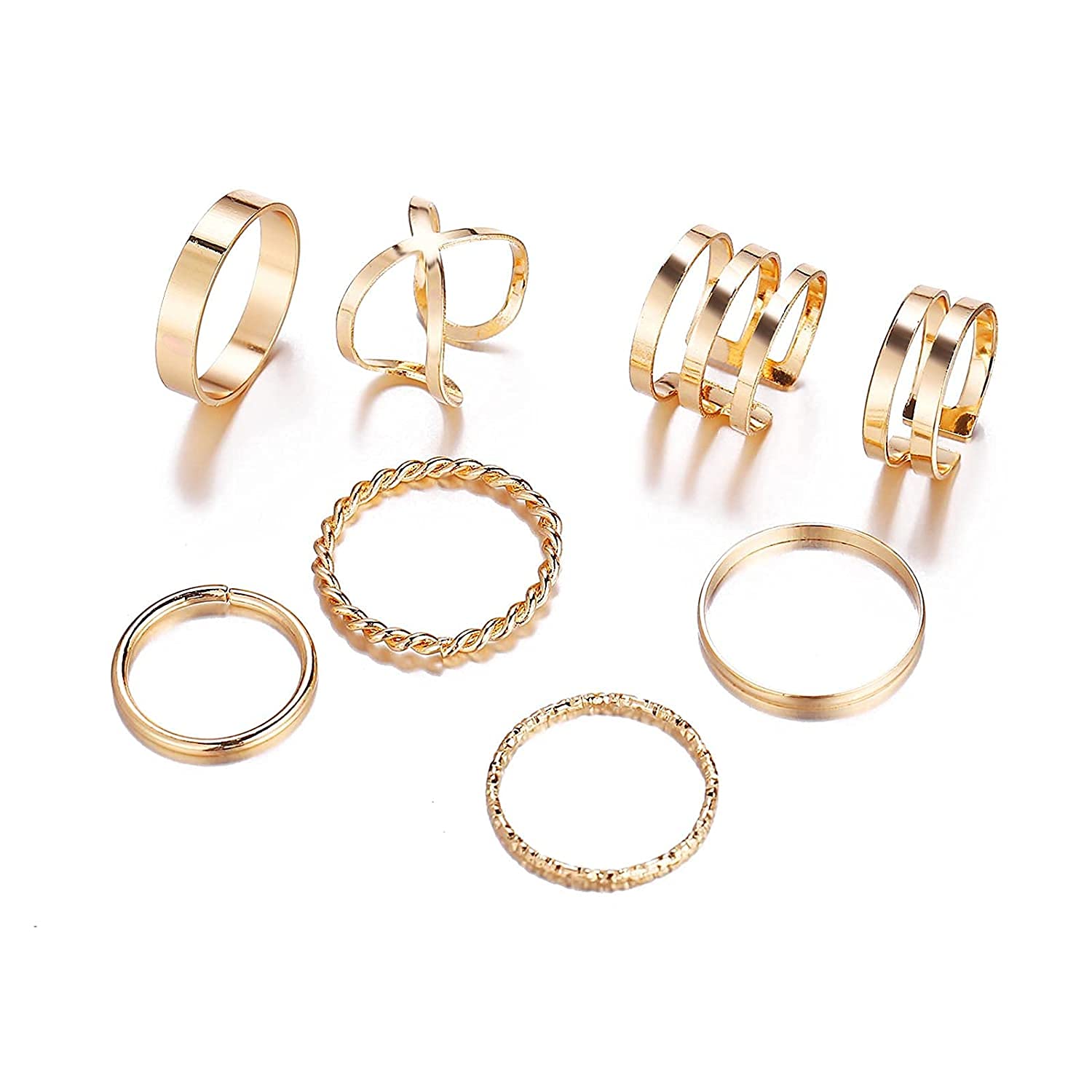 TseenYi Boho Gold Rings Set Multi Size Finger Knuckle Ring Vintage Retro Joint Ring Stackable Midi Rings for Women and Girls (B)