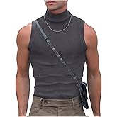 RoseSeek Men's Mock Turtleneck Tank Tops Ribbed Knit Slim Fit Sleeveless Shirts Casual Basic Tee Shirts
