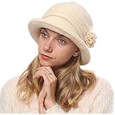 DOCILA Fashion Women Flower Cloche Caps Warm Knit Bucket Bowler Hats Vintage Wrinkled Beanie Caps