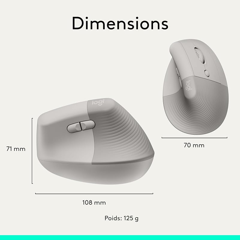 Lift Souris Ergonomique Verticale, sans Fil - Sable