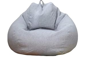 WAQIA Stuffed Animal Storage Bean Bag Chair Cover (No Filler) - Stuffable Zipper Beanbag Cover-Cotton Linen Memory Foam Beanbag Replacement Cover for Adults and Kids Without Filling