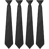Bencailor 4 Pcs Men's Clip-on Ties Solid Color Men's Tie Pre Tied Clip on Ties for Man Clip on Necktie Button Tie