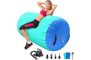 GYUEM Air Roller Gymnastics Barrel Inflatable Tumbling Roller Air Mat Octagon Mat with Electric Pump for Backhandspring Training Cheerleading Home Use