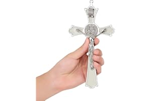 VINETEN Saint Benedict Enamel Crucifix - Crucifix Wall Cross Metal Wall Art-8 Inch Cross Give Blessing and The Spiritual Sacred:Faith Gift for your Acquaintances