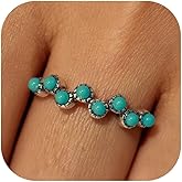 Silver Turquoise Statement Rings for Women Western Turquoise Ring Knuckle Thumb Ring Stackable Wedding Ring Turquoise Jewelry Accessories for Dresses