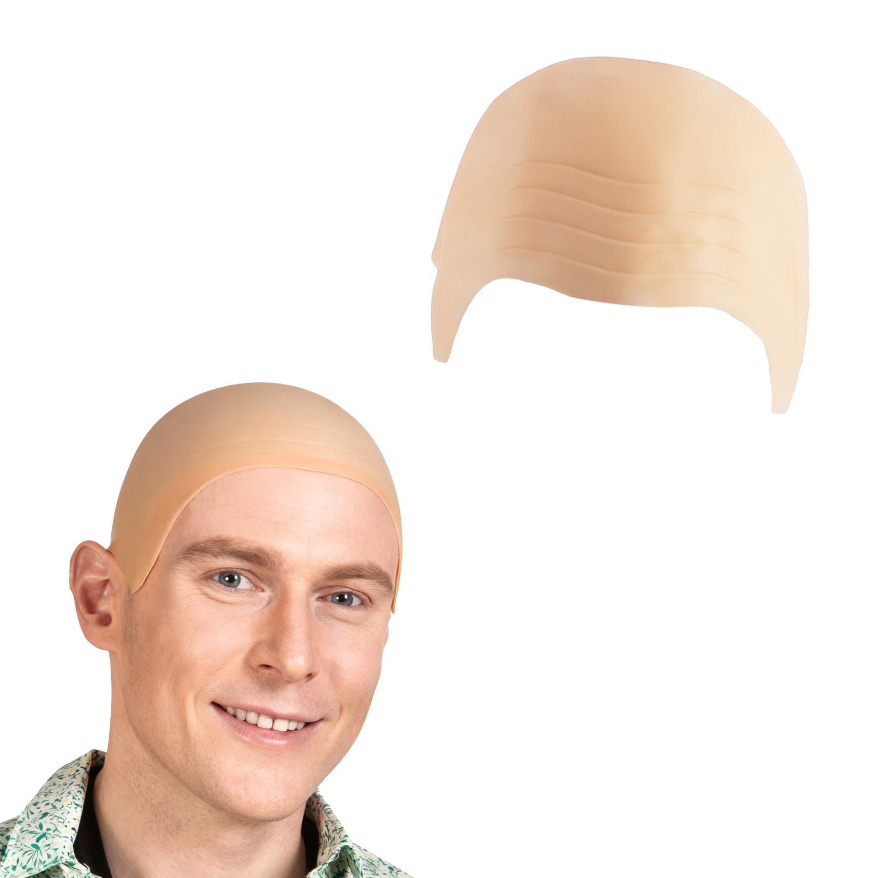 BAIYSFFG Bald Caps Adult Men and Women Halloween Party Bald Hats Thick Bald Skin Head Skull Wig Cap Fancy Dress Cosplay Hat for Kids Adults