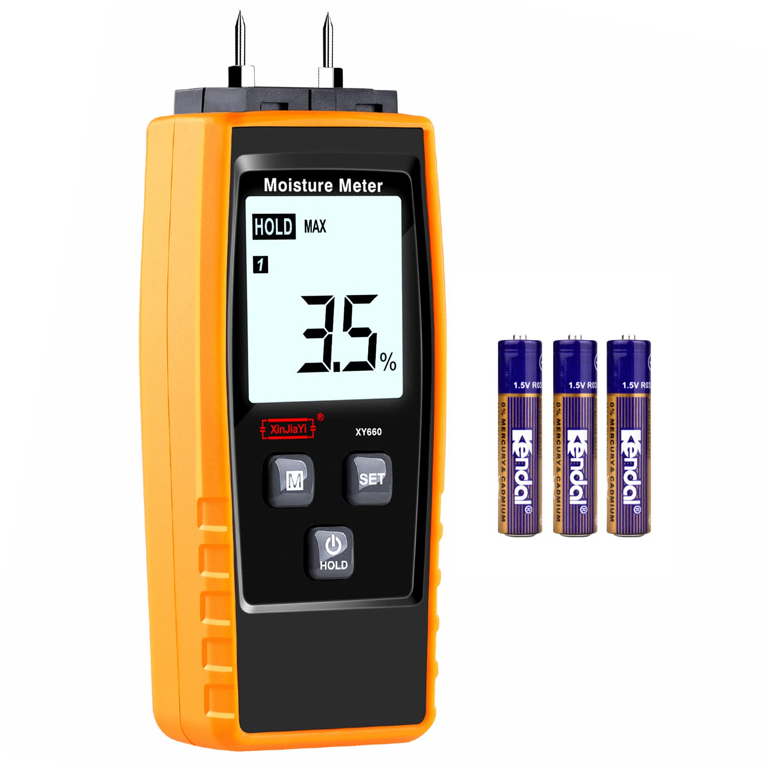 XinJiaYi Digital Wood Moisture Meter, 8-in-1 Moisture Meter Wall, Wood Moisture Meter for Firewood/Wood/Drywall/Wood/Plaster/Floor - Water Leak Sensor Detector & Moisture Tester Yellow