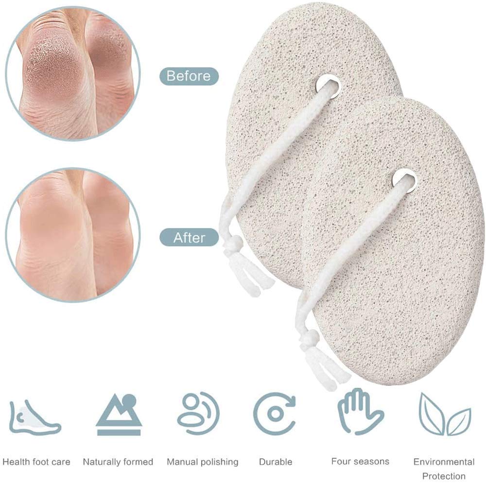 Natural Pumice Stone for Feet, Borogo 2-Pack Lava Pedicure Tools Hard Skin Callus Remover for Feet and Hands - Natural Foot File Exfoliation to Remove Dead Skin, Heels, Elbows, Hands: Beauty