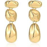 ROISE LADY 18K Gold Plated Geometric Chunky Dangle Earrings for Women Gold and Silver Two Tone Statement Earrings Stainless Steel Waterproof Non Tarnish Trendy Jewelry