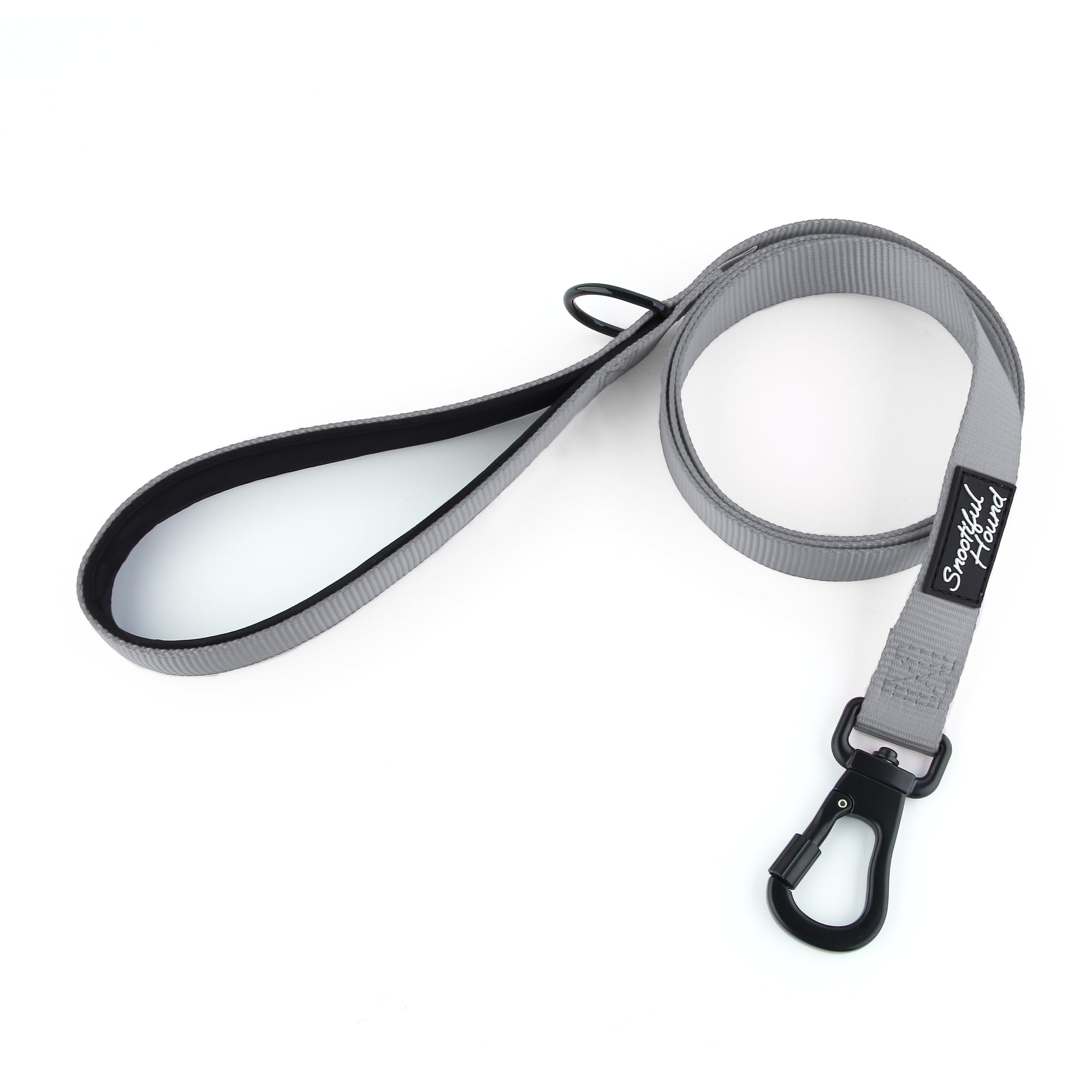 Snootiful Hound Secure Locking Dog Lead with Padded Handle - Carabiner Dog Leash - Anti Theft (Grey, 200cm)