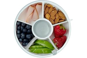 GoBe Kids Small Snack Spinner Flip Bundle with Hand Strap and Sticker Sheet - Reusable Snack Container with 5 Compartment Dispenser and Lid | BPA/PVC Free | Dishwasher Safe | No Spill- GoBe Grey