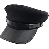 Bamboopack Women Men Fashion Chauffeur Hat Fiddler Cap Newsboy Hat Yacht Captain Sailor Hat Black