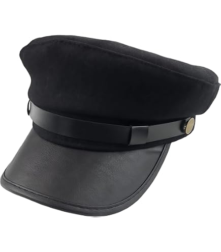 Black Chauffeur Hat for Women, Classic Captain Sailor Costume Hat