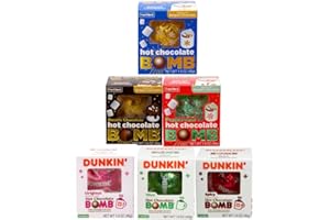 Assorted Hot Chocolate BOMB 6 Pack, Includes Variety Flavors (1)Frankford Original, (1)Frankford Peppermint, (1) Frankford Double Chocolate, (1) Dunkin Original, (1) Dunkin Mint, & (1) Dunkin Spicy Cocoa Treat, Christmas Stocking Stuffers and Gifts