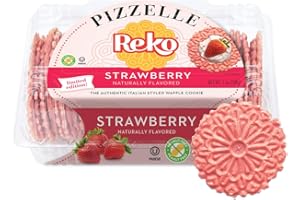Reko Pizzelle Authentic Italian Style Waffle Cookie, Strawberry, 7 Ounce (Pack of 1)