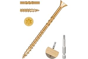 bnj Deck Screws 100 pcs #10x3-1/2 inch Exterior Wood Screws,tan Color,Rust Resistant epoxy Coated, Construction Screws, Outdoor decking Screws,Fence Screws,Star Drive, trex Deck Screws