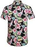 HOTOUCH Men's Casual All Over Print Short Sleeve Floral Shirt