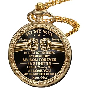 VELMORAS My Son Forever - Personalized Print Pocket Watch | My Little Boy Yesterday My Friend Today My Son Forever Pocket Wat