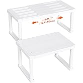 Lifewit Cabinet Shelf Organiser, Expandable Countertop Kitchen Shelves, Plastic Shelf Riser for Pantry Kitchen Storage and Spice Rack, Set of 2, 40 x 21 x 18cm/16 x 8 x 7 inch, White