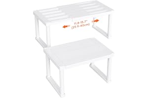 Lifewit Cabinet Shelf Organizer, Expandable From 11.8 to 15.7 inches, Countertop Kitchen Shelves, Plastic Shelf Riser for Pan