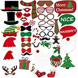 OULII 43pcs Christmas Photo Booth Props Merry