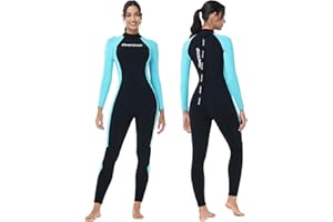 Owntop Mens Womens Wetsuit 3/2mm - Full Length Diving Suits, Back Zip Neoprene Wet Suits, Thermal Stretch Pro Dive Skin for S