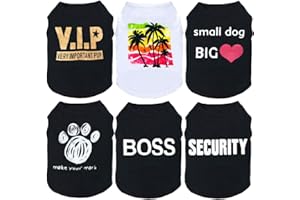DERUILA 6 Packs Dog Clothes for Small Medium Dog Boy Summer Shirt for Chihuahua Yorkies Male Pet Outfits Cat Clothing Black Vest Apparel