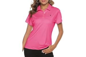 MoFiz Women's Golf Polo T Shirts Lightweight Moisture Wicking Short Sleeve Shirt Quick Dry 4-Button