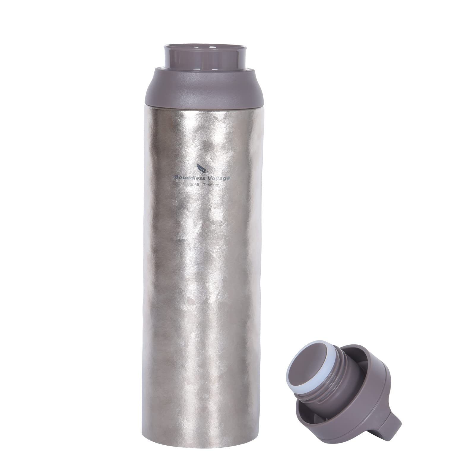 iBasingo 800ml Titanium Vacuum Insulated Flask with Hook Lightweight Metal Cycling Sport Water Bottle Outdoor Camping Big Capacity Travel Hiking Car Business Keeping Hot or Cold Cup Ti3016D