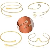 SyhirNmly 4Pcs Arm Jewelry Upper Arm for Women, Gold Arm Cuff Bracelet Bangle Minimalist Opening Link Bangles Adjustable Coil Armband Set Jewelry Gifts